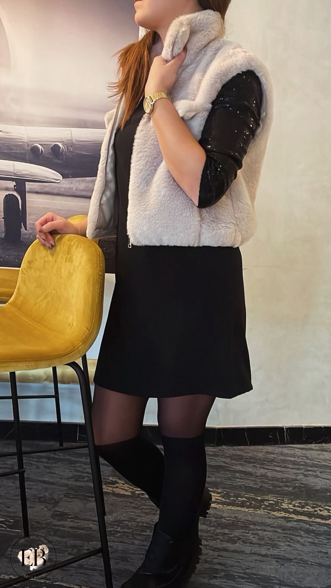 Gilet sans manches fourrure [ Beige ] Eylim Boutique