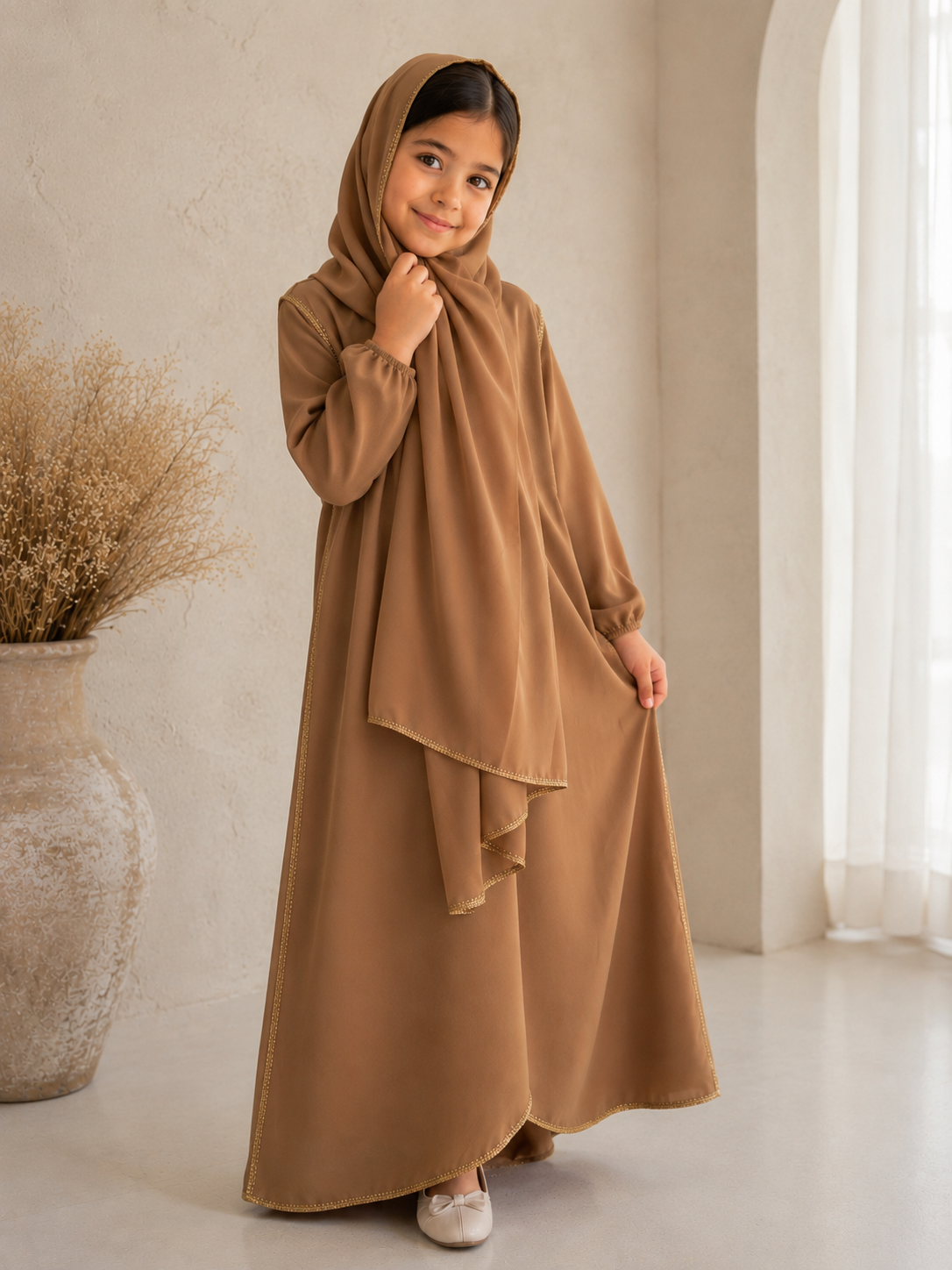 Abaya ENFANT [ Camel ] Eylim Boutique