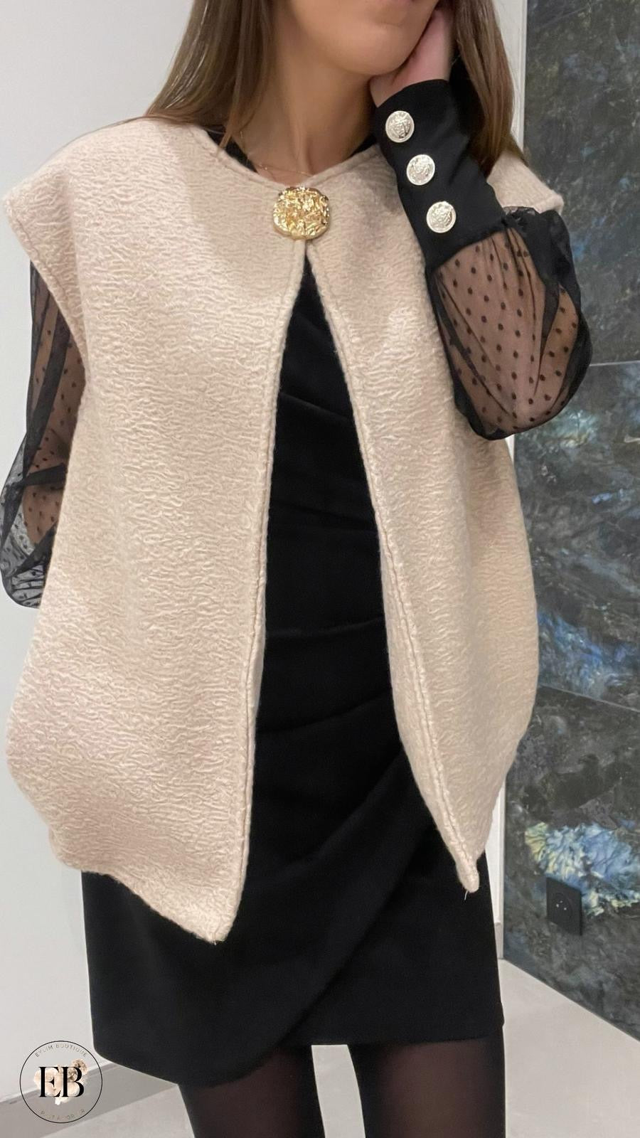 Gilet sans manches ADÈLE [ Beige ] Eylim Boutique