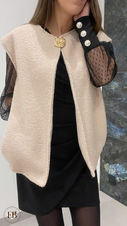 Gilet sans manches ADÈLE [ Beige ] Eylim Boutique