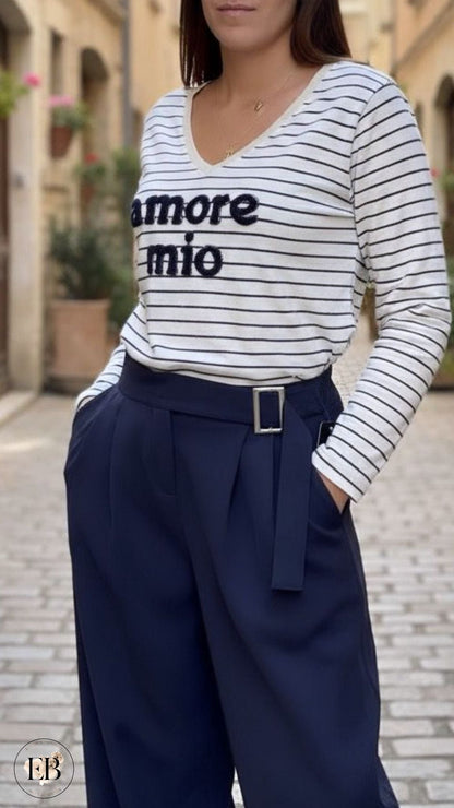 T-shirt AMORE MIO [ Bleu marine ] Eylim Boutique