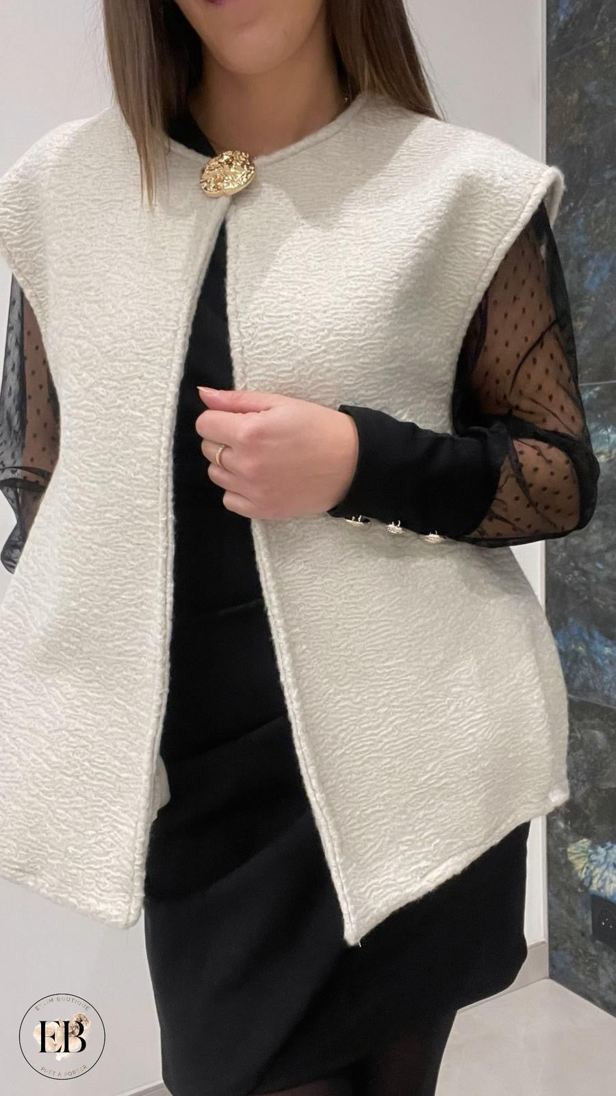 Gilet sans manches ADÈLE [ Écru ] Eylim Boutique