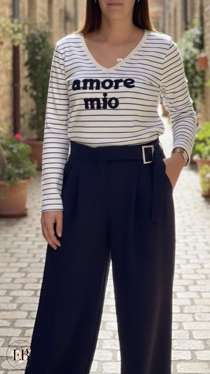 T-shirt AMORE MIO [ Bleu marine ] Eylim Boutique