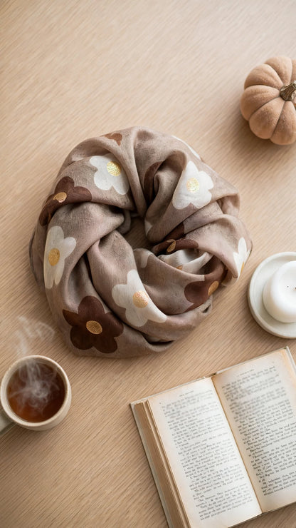 Foulard FLORA [ Taupe ] Eylim Boutique