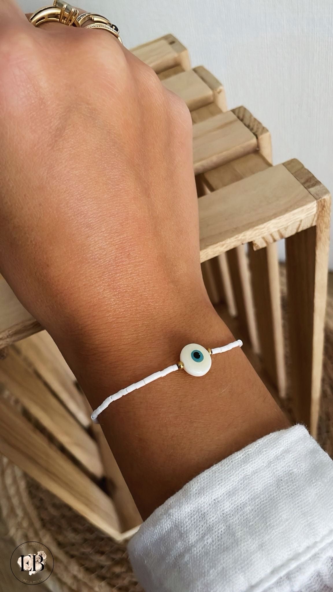 Bracelet ŒIL [ Blanc ] Eylim Boutique