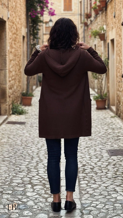 Gilet à capuche CÉLESTE [ Chocolat ] - Eylim Boutique