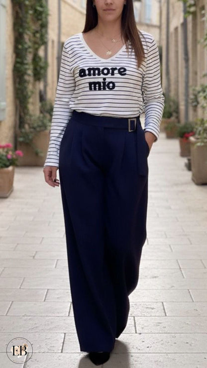 T-shirt AMORE MIO [ Bleu marine ] Eylim Boutique