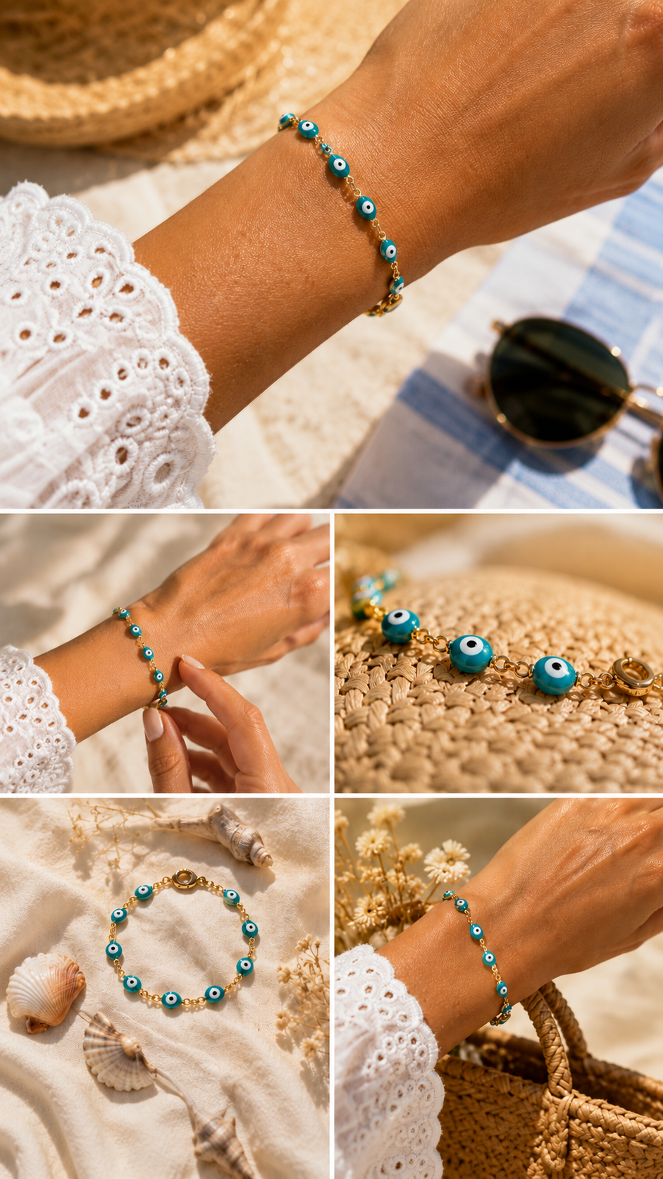Bracelet acier inoxydable ŒIL [ Turquoise ] Eylim Boutique
