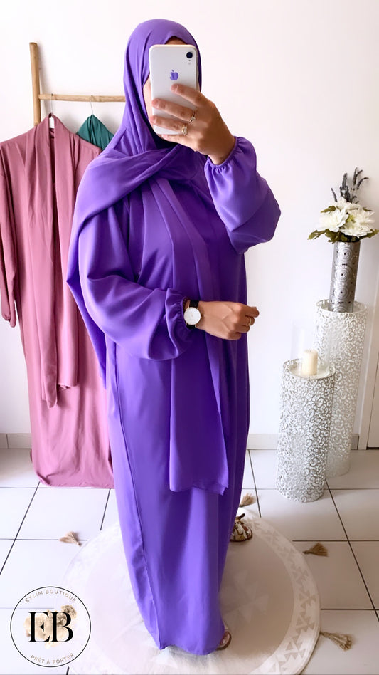 Abaya / hijab intégré DOUNIA [ Violet ]