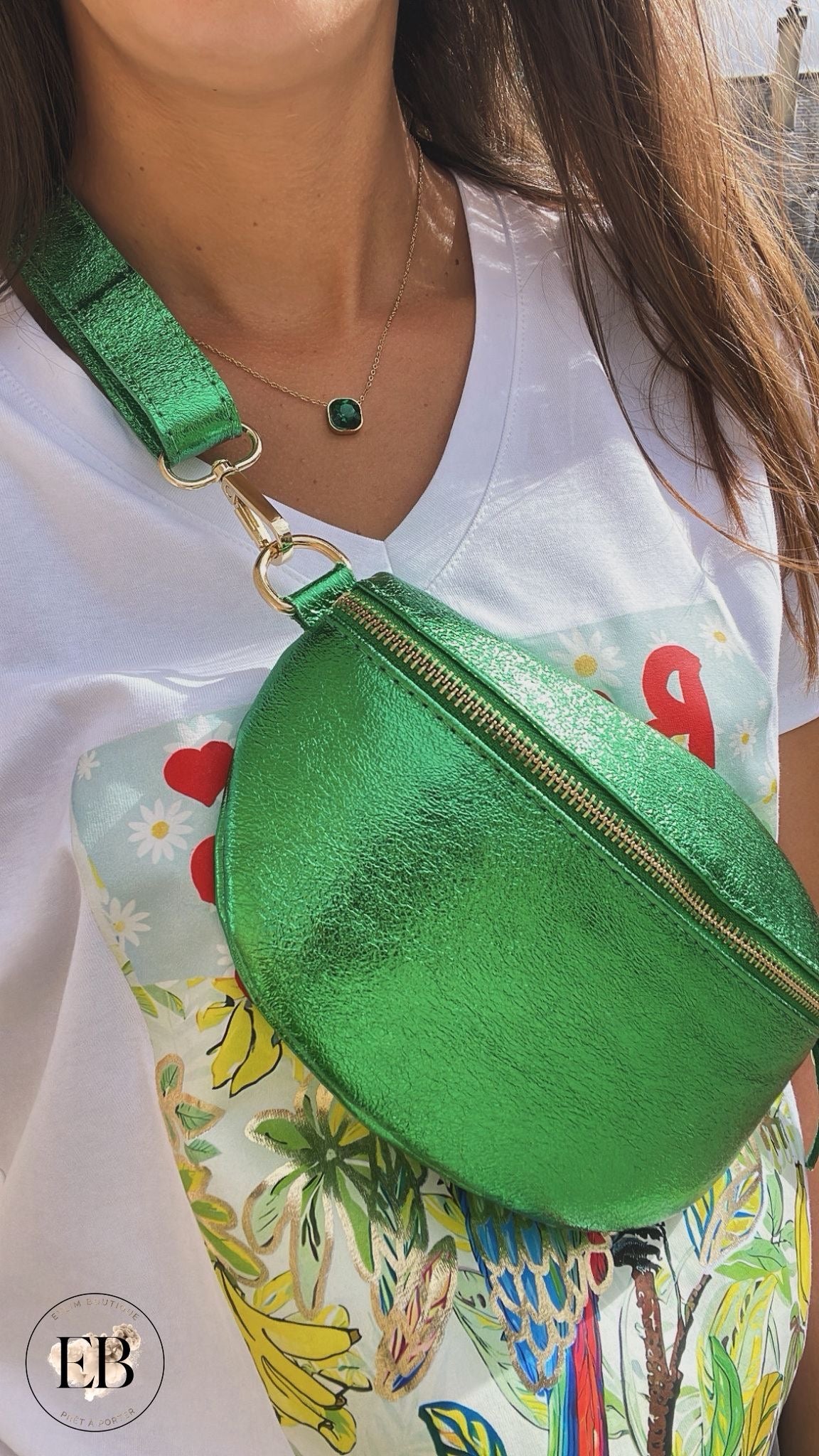 Sacoche bandoulière CUIR [ Vert ]