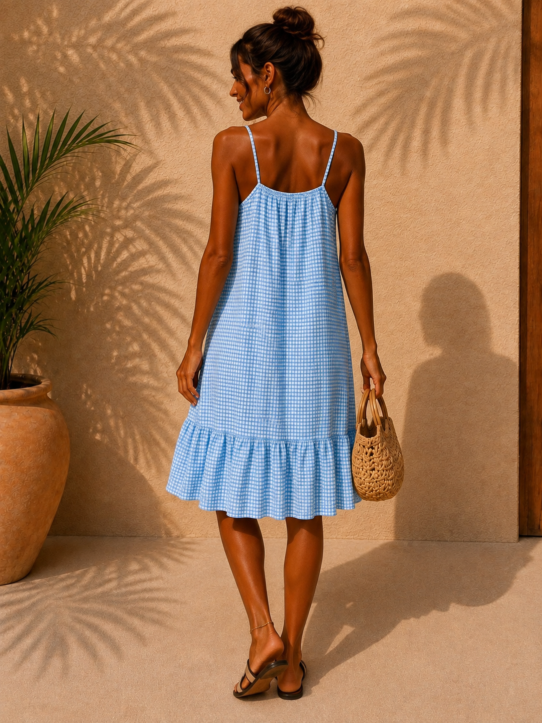 Robe vichy GAËLLE [ Bleu ] Eylim Boutique