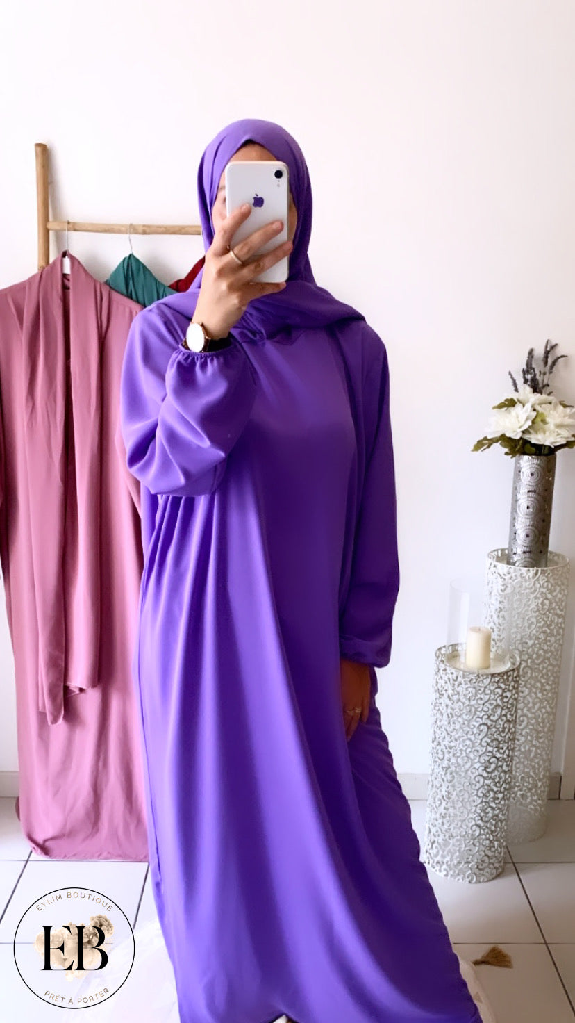 Abaya / hijab intégré DOUNIA [ Violet ]