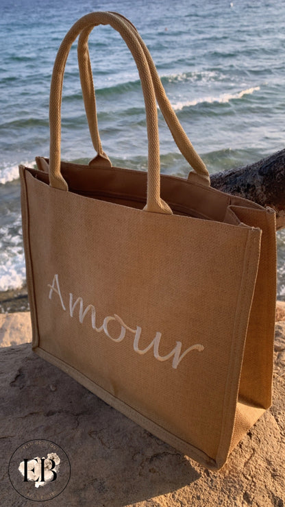 Sac fourre tout AMOUR [ Camel ] Eylim Boutique