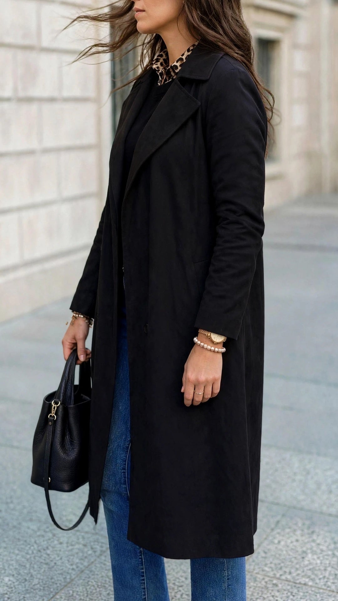 Trench long CLÉMENCE [ Noir ] Eylim Boutique