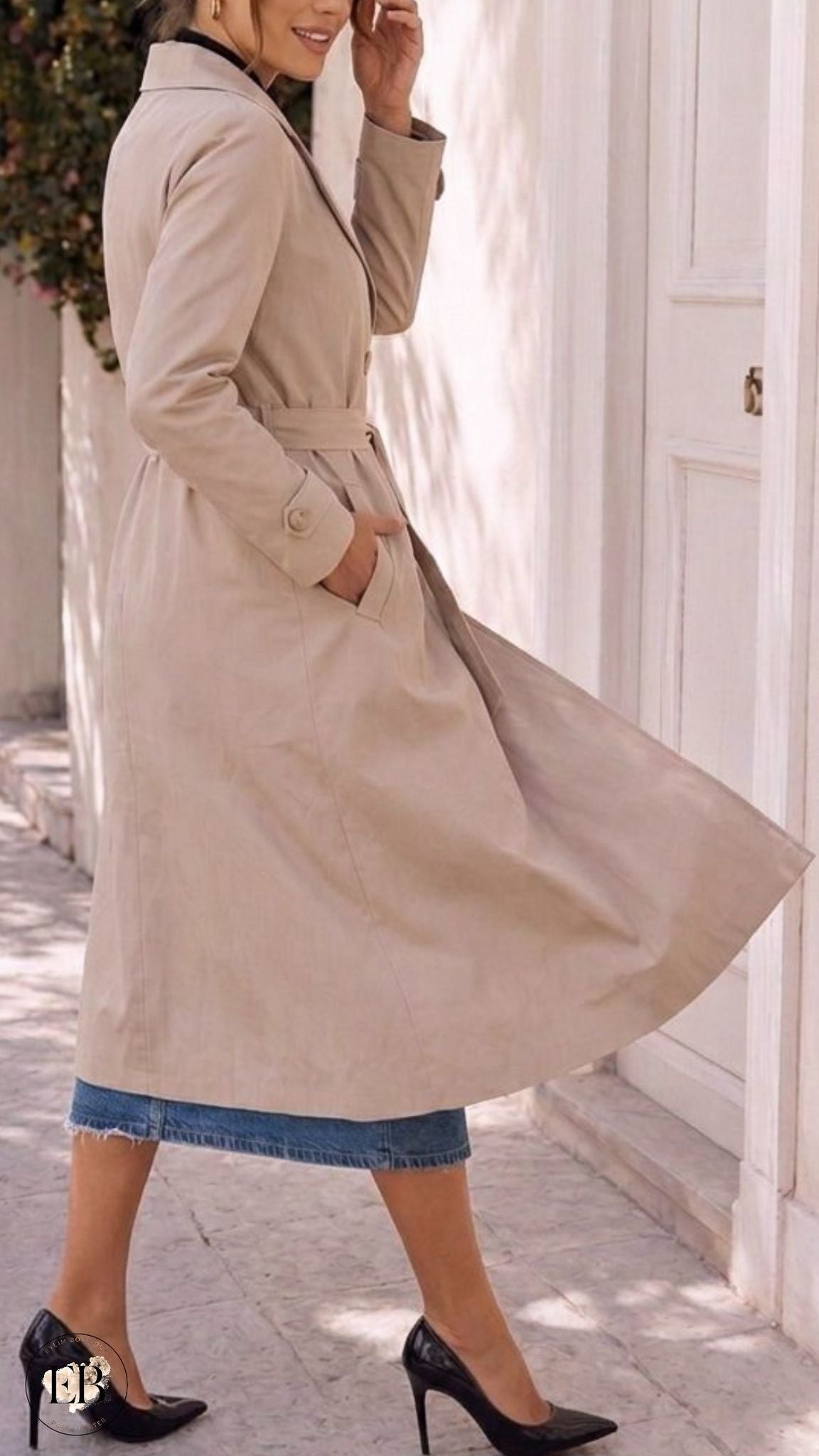 Trench long CLÉMENCE [ Beige ] Eylim Boutique