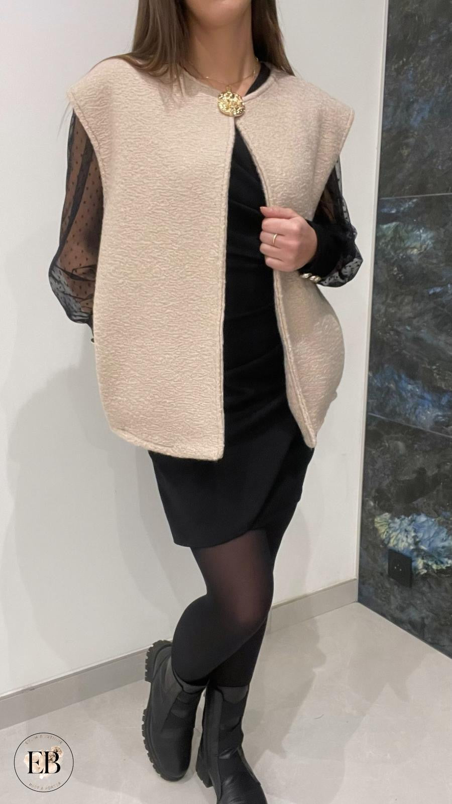 Gilet sans manches ADÈLE [ Beige ] Eylim Boutique