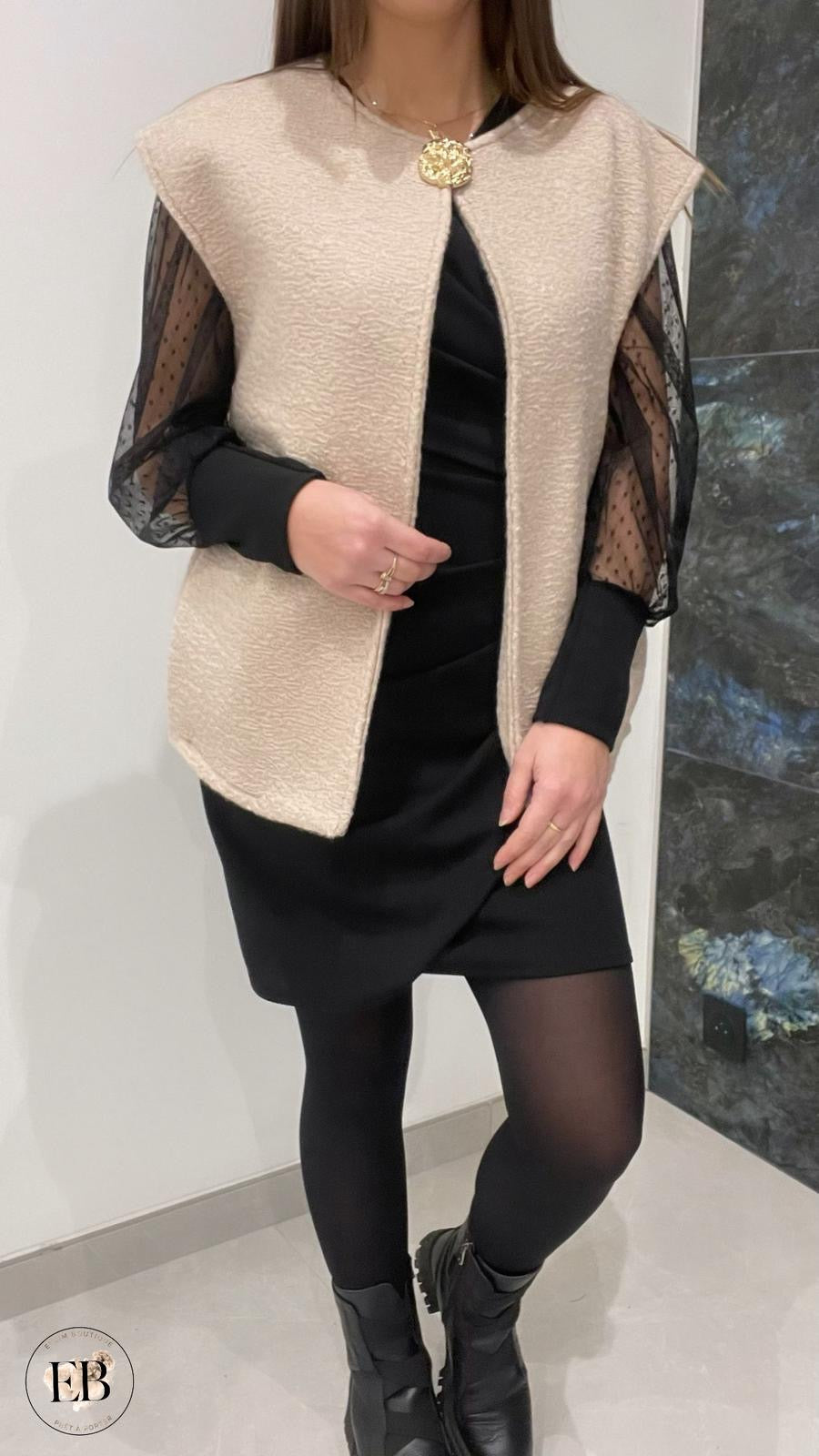 Gilet sans manches ADÈLE [ Beige ] Eylim Boutique