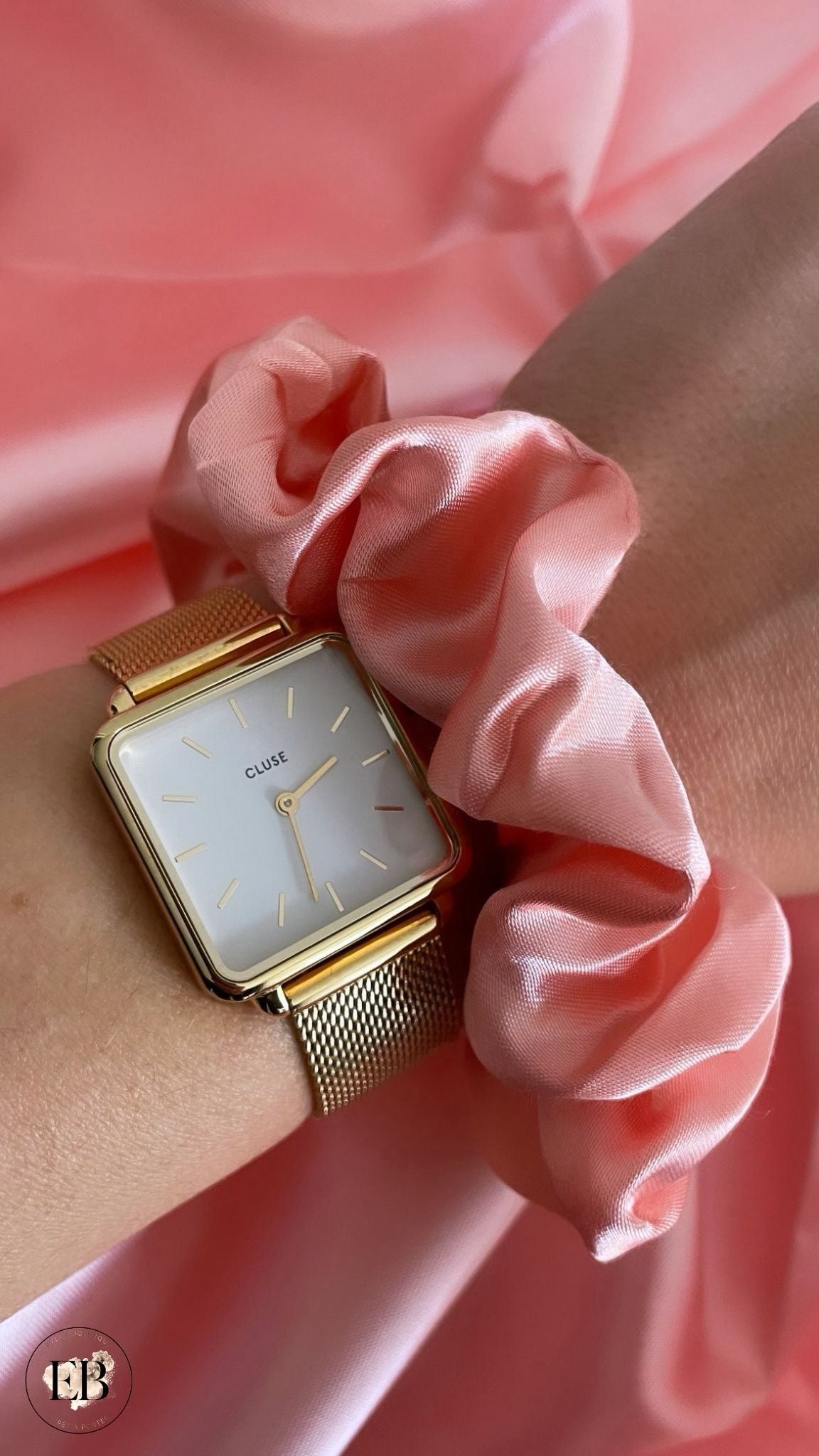 Chouchou SATINÉ [ Rose poudré ] Eylim Boutique