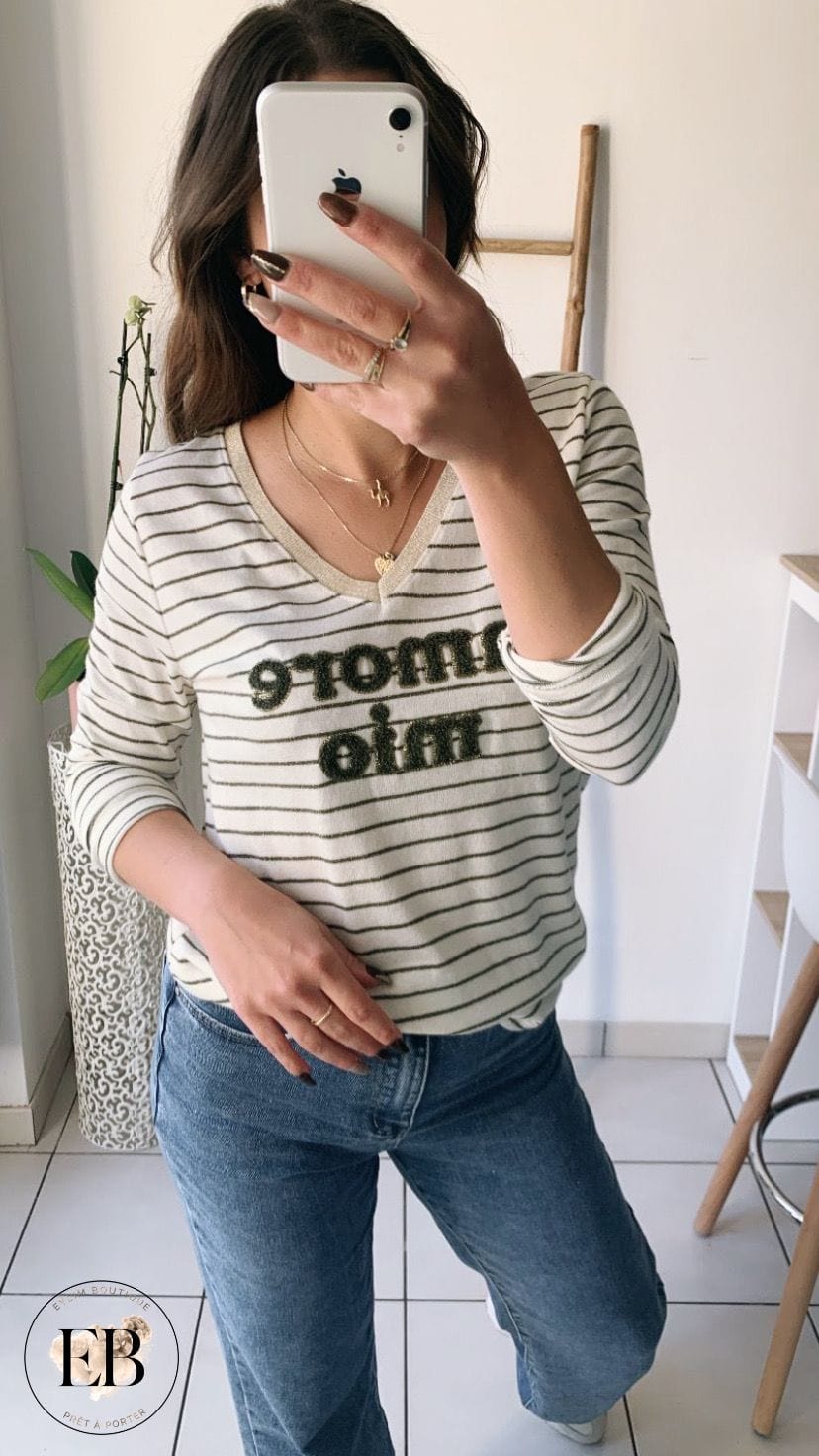 T-shirt AMORE MIO [ Kaki ] Eylim Boutique