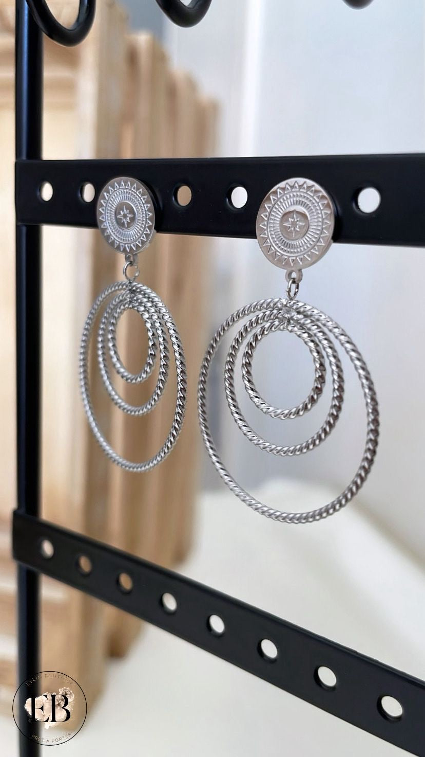 Boucles d’oreilles pendantes [ Argenté ]