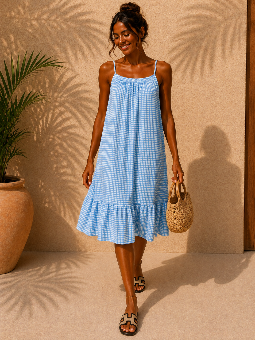 Robe vichy GAËLLE [ Bleu ] Eylim Boutique