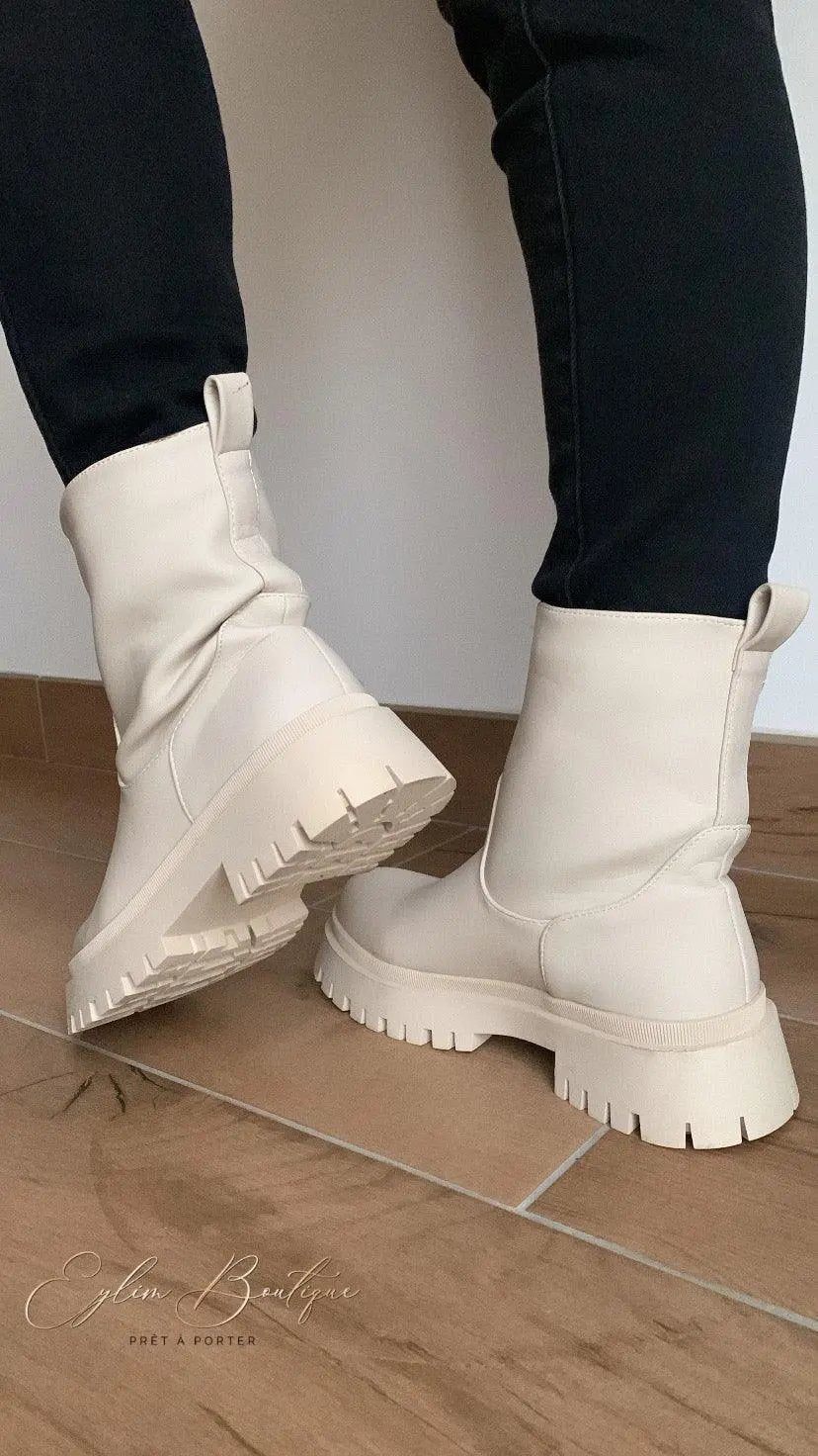 Bottines ALBINA [ Beige ] - Eylim Boutique