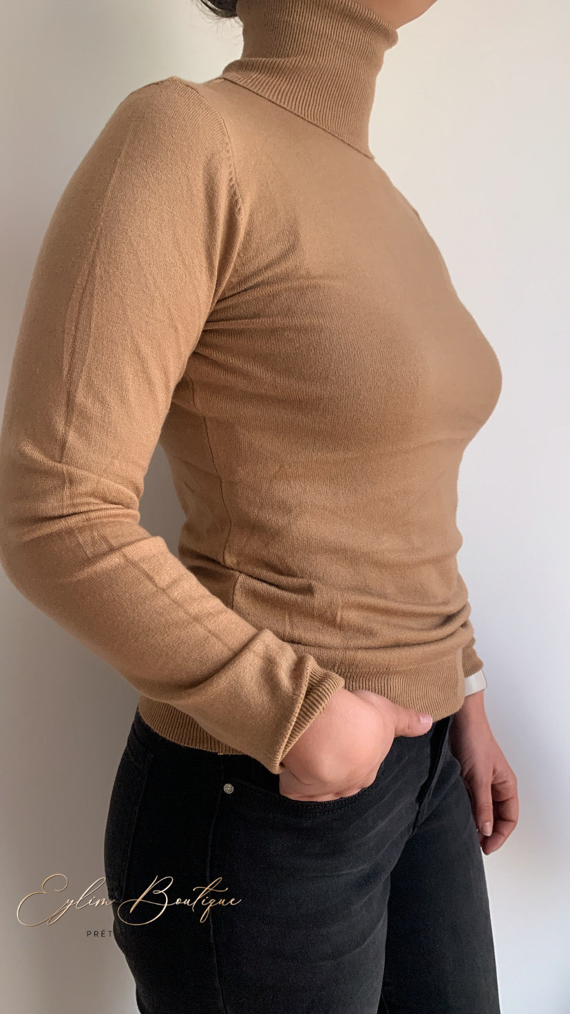 Pull col roulé RUBY [ Camel ] Eylim Boutique