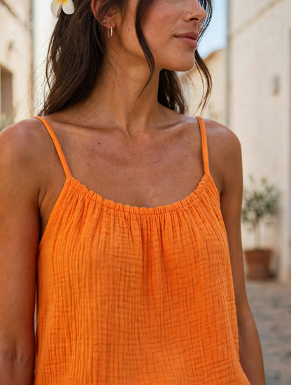 Débardeur en gaze de coton 🧡 Eylim Boutique