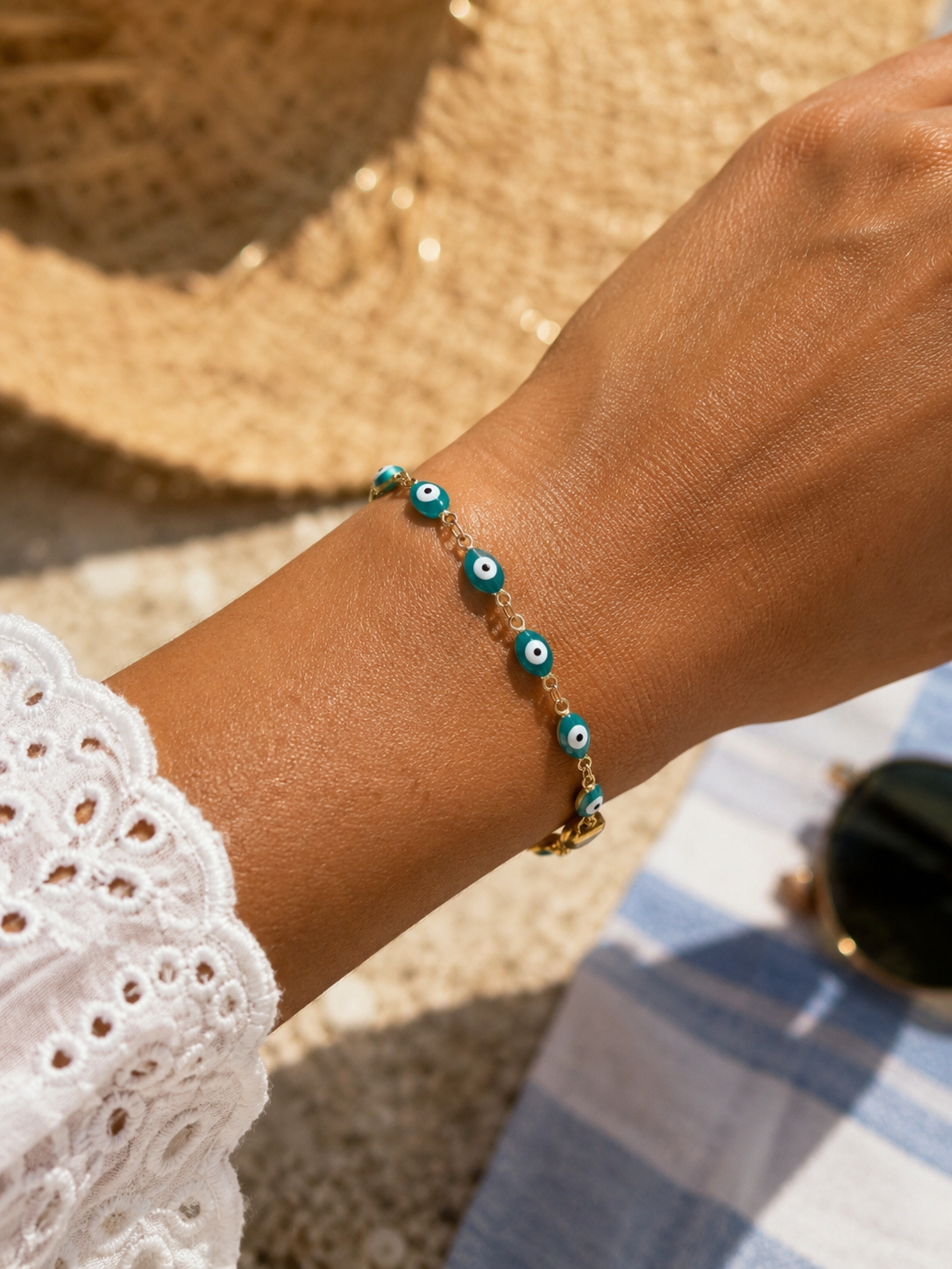Bracelet acier inoxydable ŒIL [ Turquoise ] Eylim Boutique