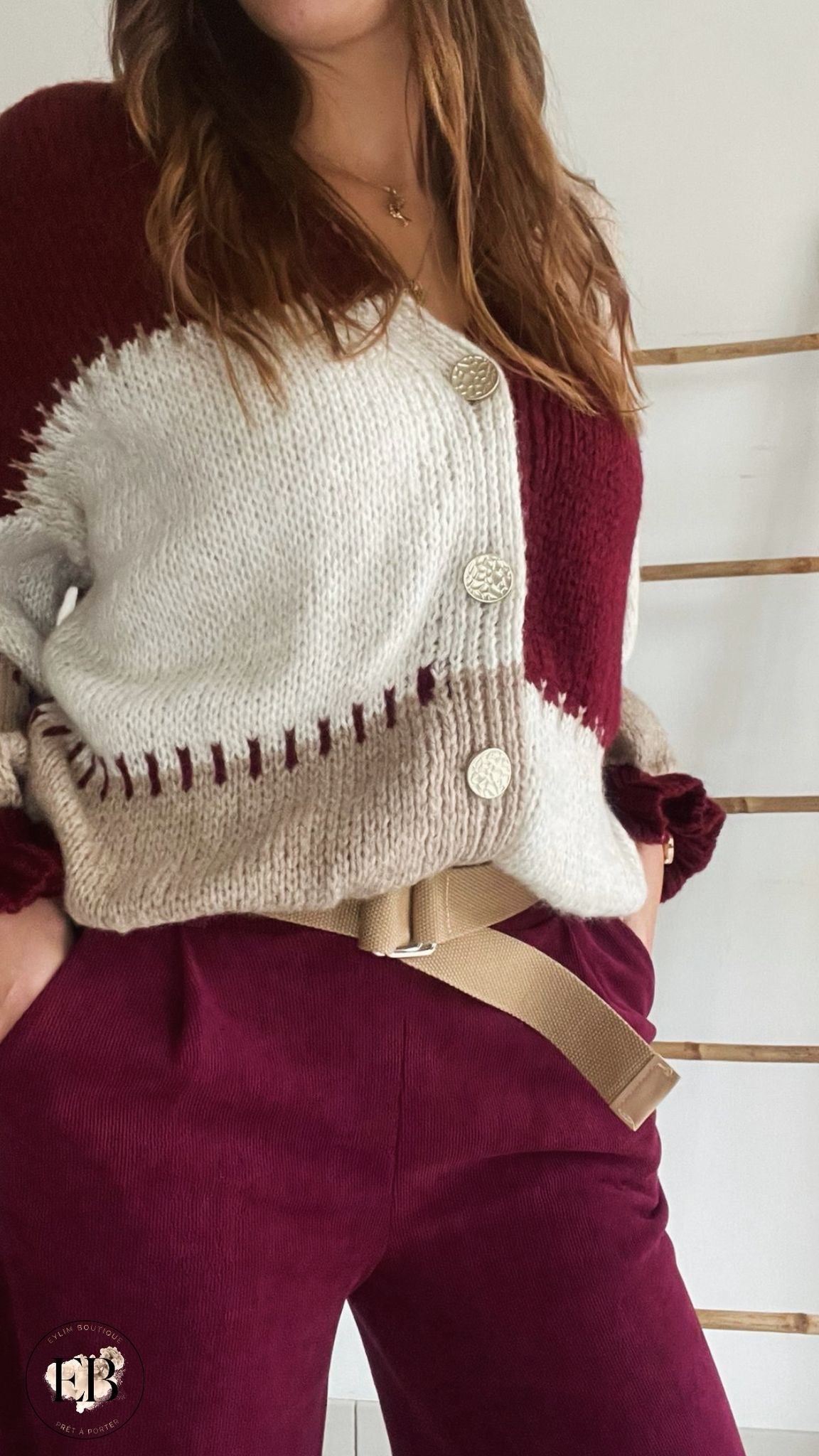 Gilet [ Bordeaux ] Eylim Boutique