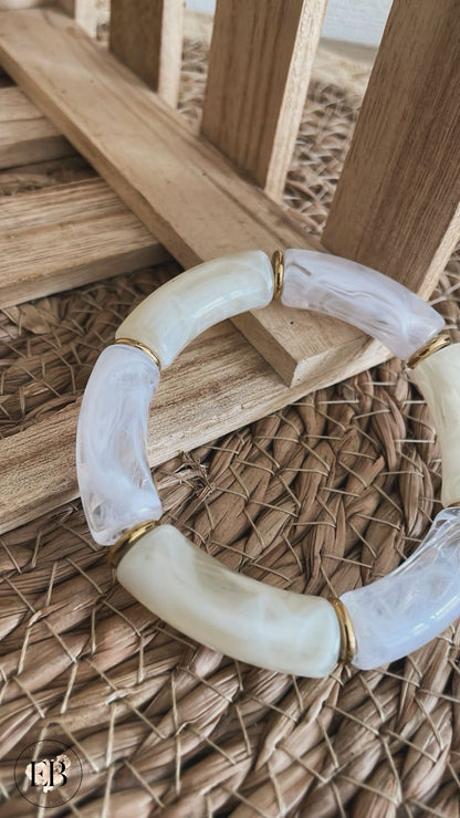 Bracelet ARIA [ Blanc / Écru ] - Eylim Boutique