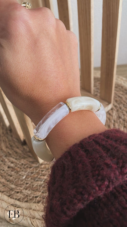 Bracelet ARIA [ Blanc / Écru ] - Eylim Boutique