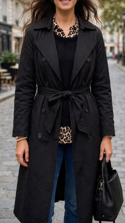 Trench long CLÉMENCE [ Noir ] Eylim Boutique