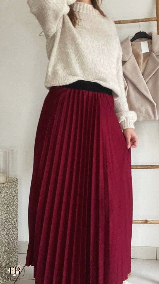 Jupe plissée [ Bordeaux ] Eylim Boutique
