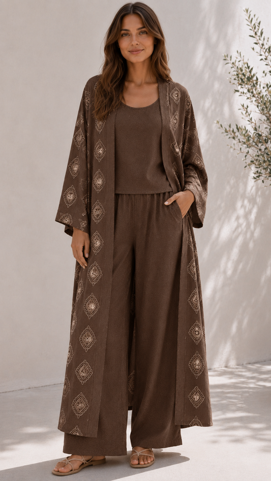 Ensemble kimono ASMA [ Chocolat ] Eylim Boutique