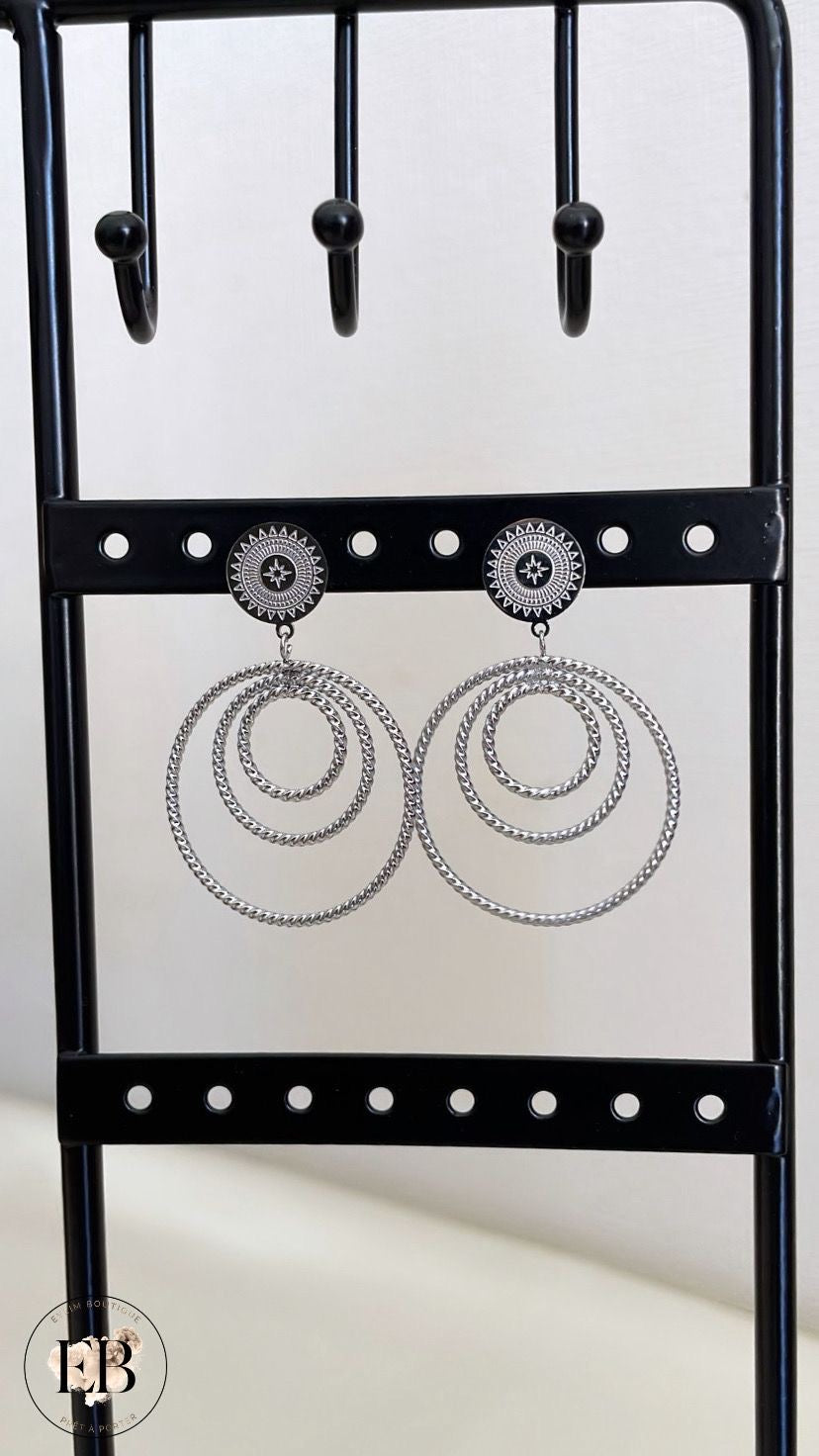 Boucles d’oreilles pendantes [ Argenté ]