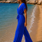 Combi pantalon fluide plissée AMANDINE [ Bleu roi ] Eylim Boutique