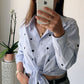 Chemise rayée COEUR [ Bleu ]