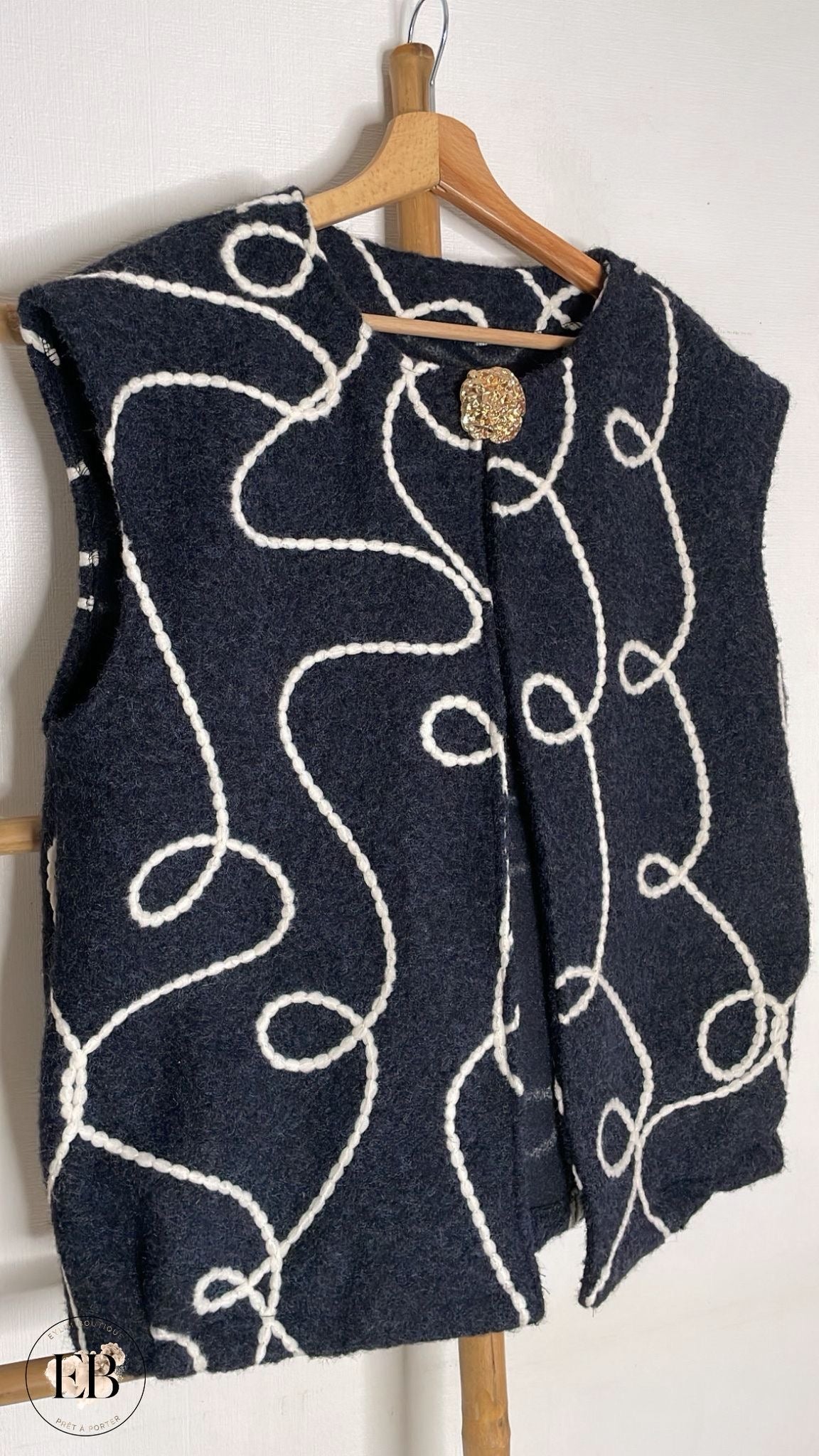 Gilet sans manches ADÈLE [ Bleu marine ] - Eylim Boutique