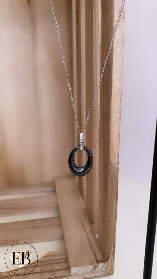 Collier LUNA [ Argenté / Noir ]