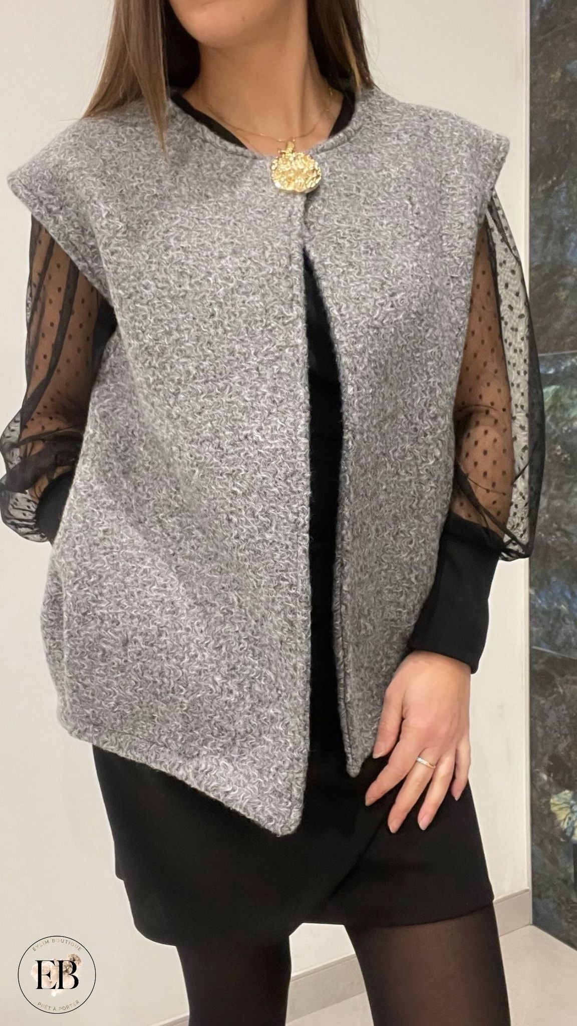 Gilet sans manches ADÈLE [ Gris ] Eylim Boutique