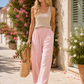 Pantalon fluide MARINA [ Rose pâle ] Eylim Boutique