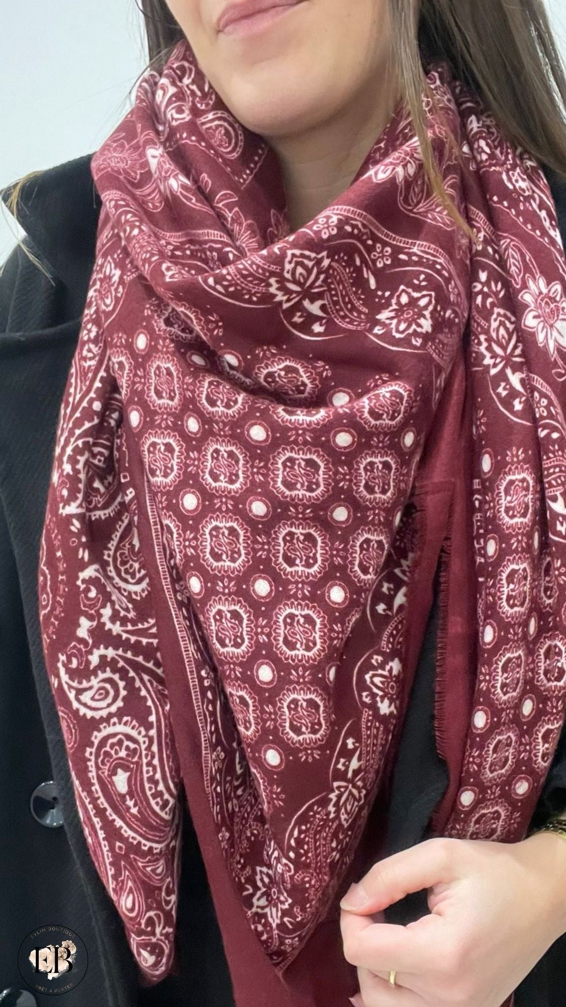 Foulard carré ALBA [ Bordeaux ] Eylim Boutique