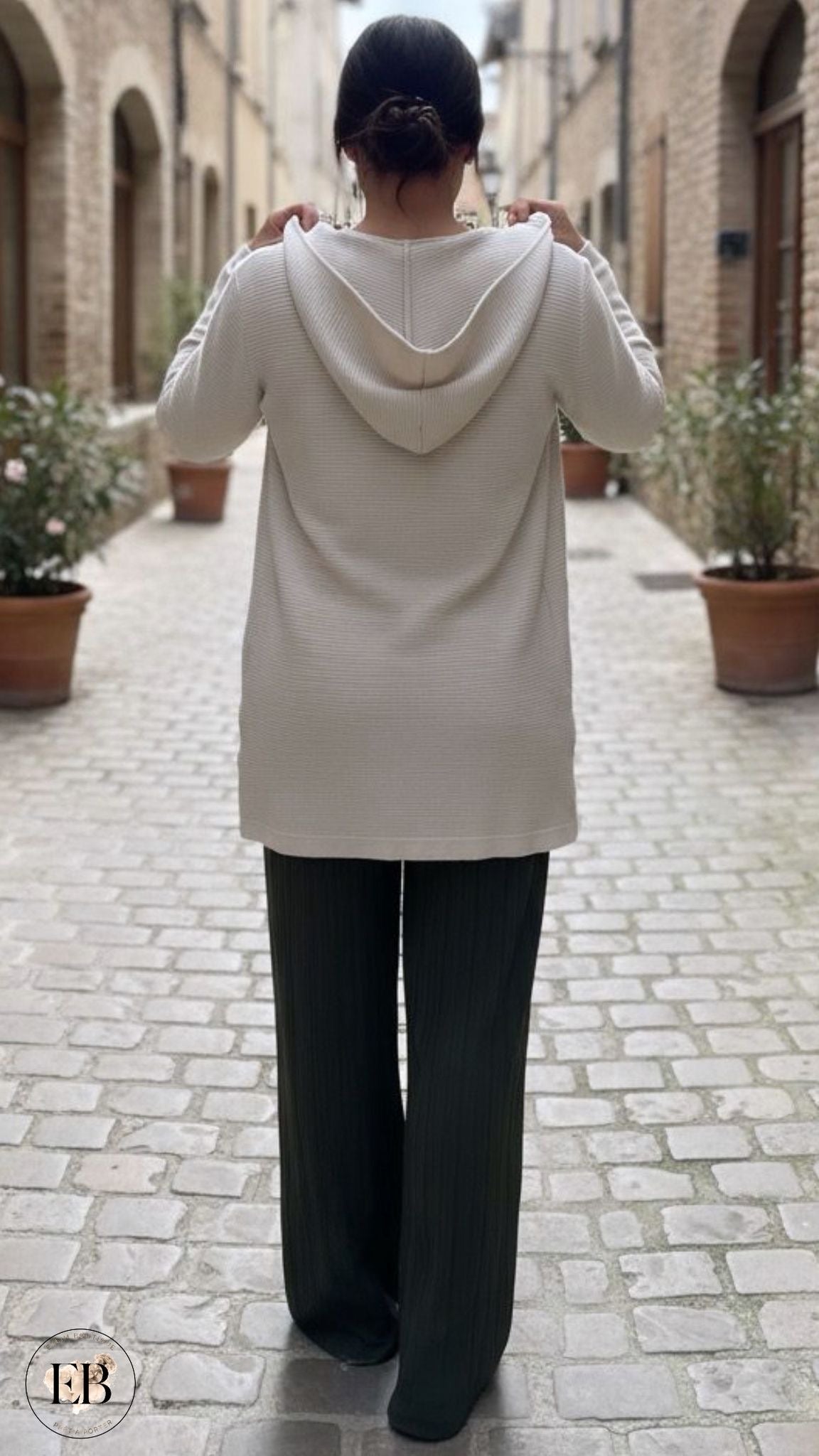 Gilet à capuche CÉLESTE [ Écru ] Eylim Boutique