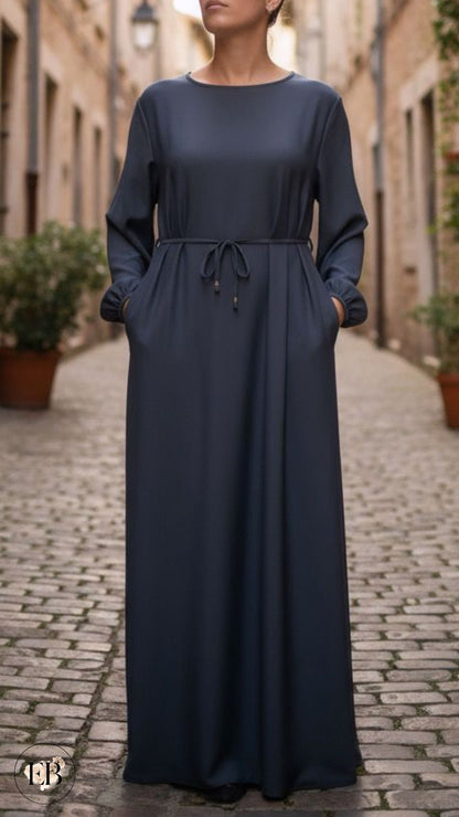 Abaya SAFA [ Gris anthracite ] - Eylim Boutique