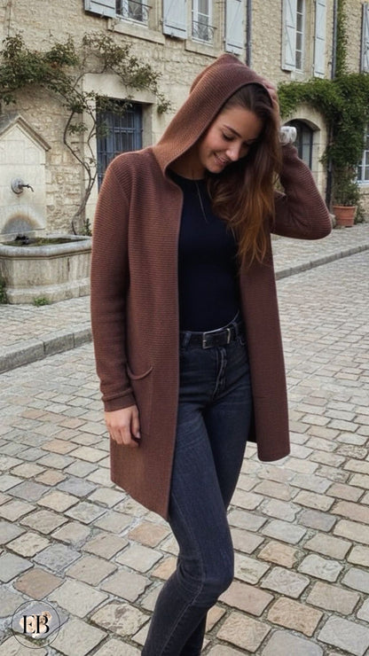 Gilet à capuche CÉLESTE [ Chocolat ] - Eylim Boutique