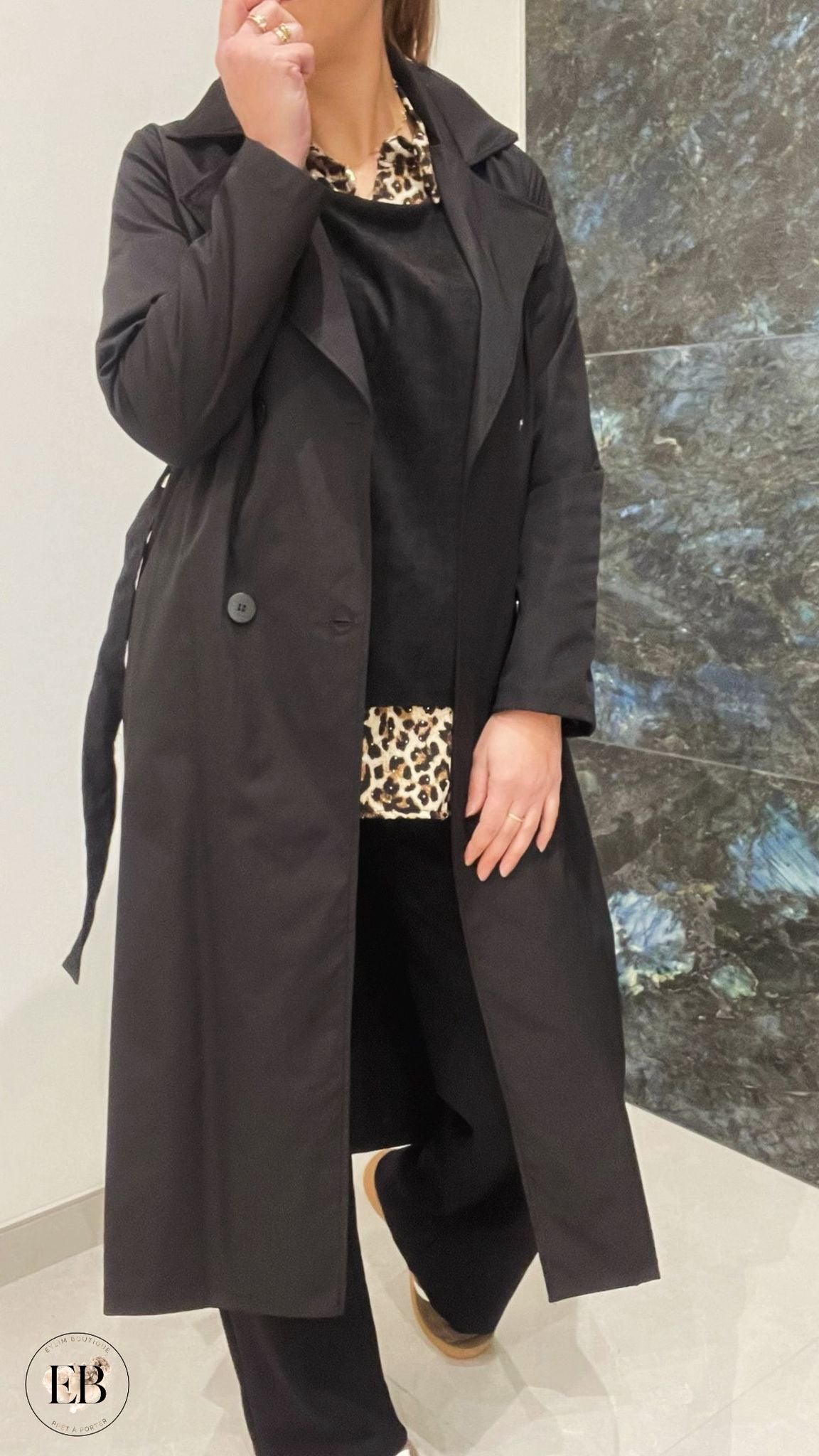 Trench long [ Noir ] Eylim Boutique