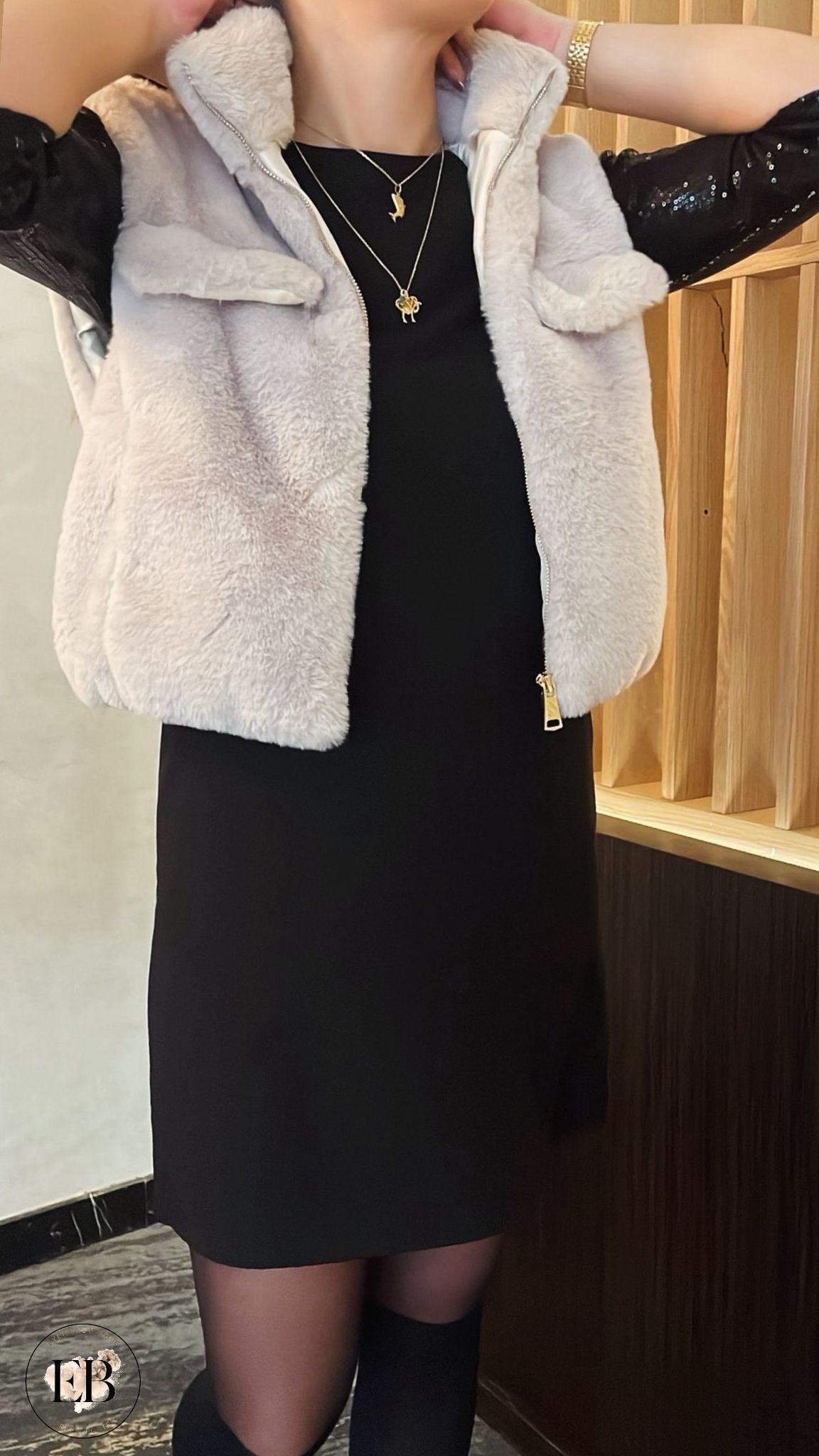 Gilet sans manches fourrure [ Beige ] Eylim Boutique