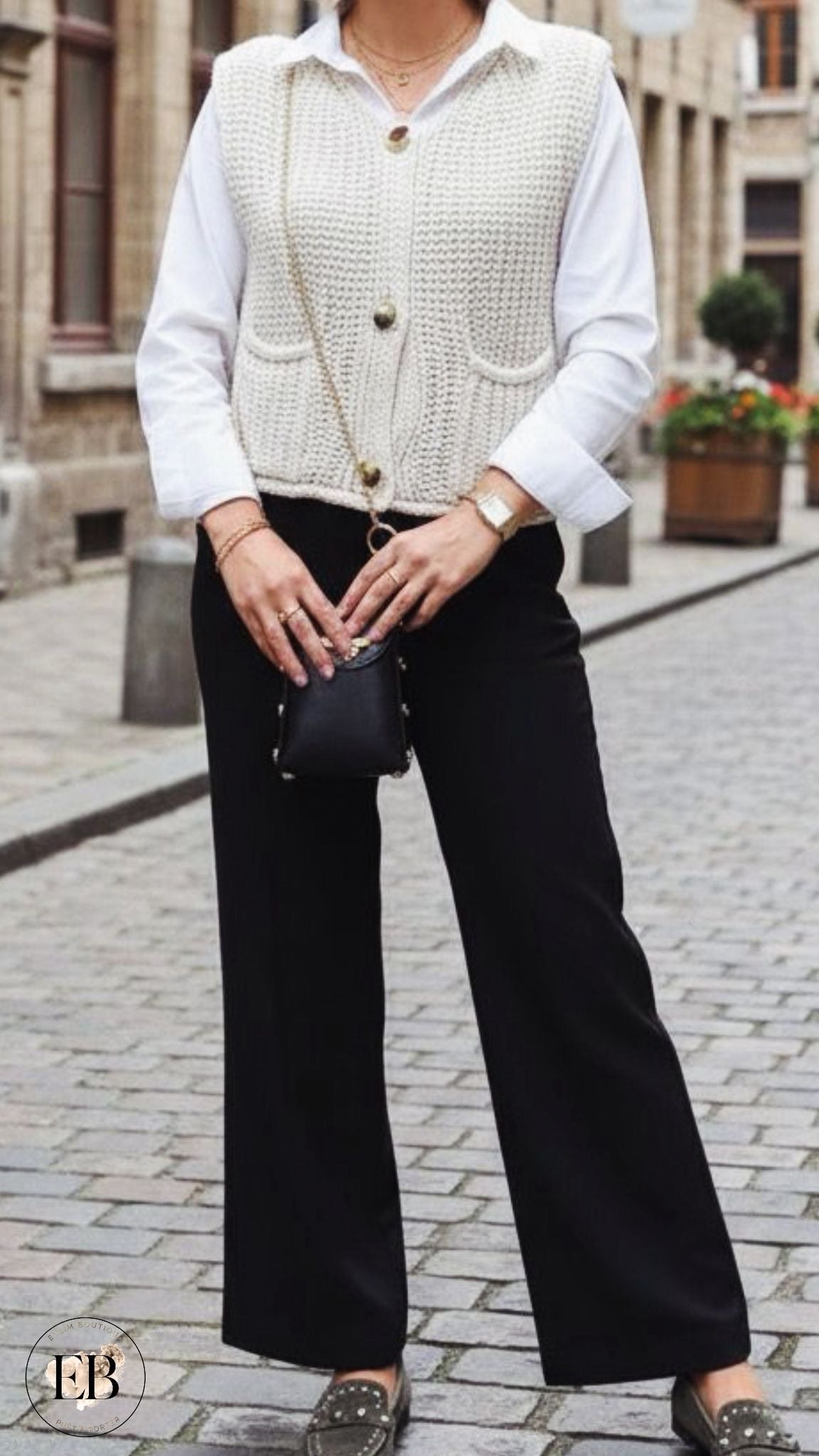 Gilet tricot sans manches [ Beige ] Eylim Boutique