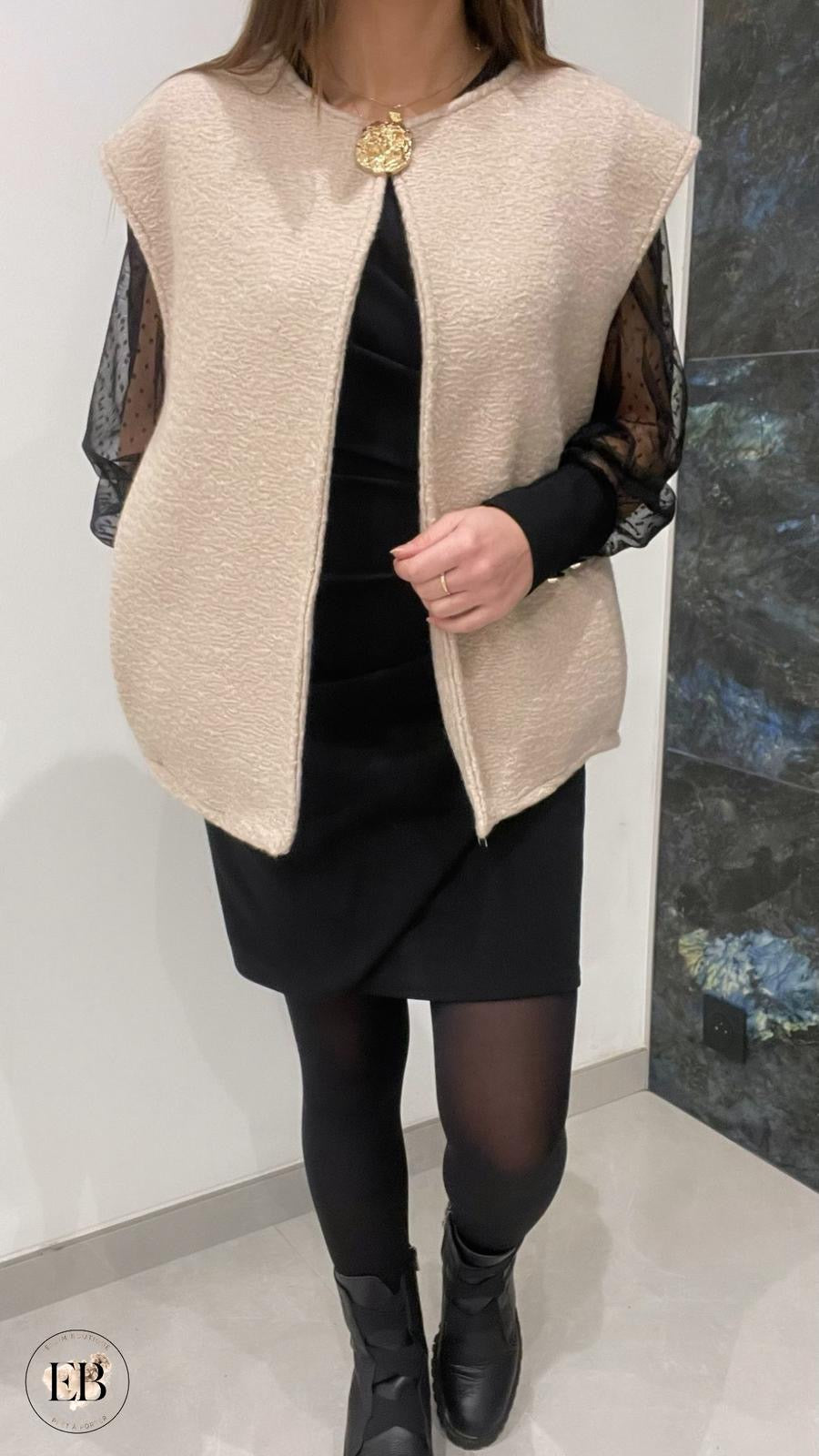 Gilet sans manches ADÈLE [ Beige ] Eylim Boutique